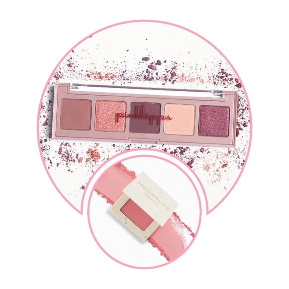 Pinklipps Eye Shadow Palette In Mauve Me & Moonslice Pressed Blush in Beautiful - Picture 1 of 8